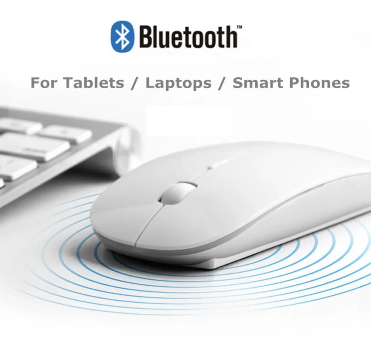 Миша Bluetooth бездротова ультратонка — біла. Комп'ютер/ноутбук/планшет/смартфон/iPad
