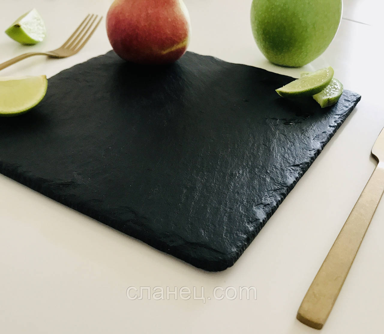 Сланцевая тарелка 19,5*19,5 см для подачи ручной работы натуральный сланец - фото 2 - id-p327653724