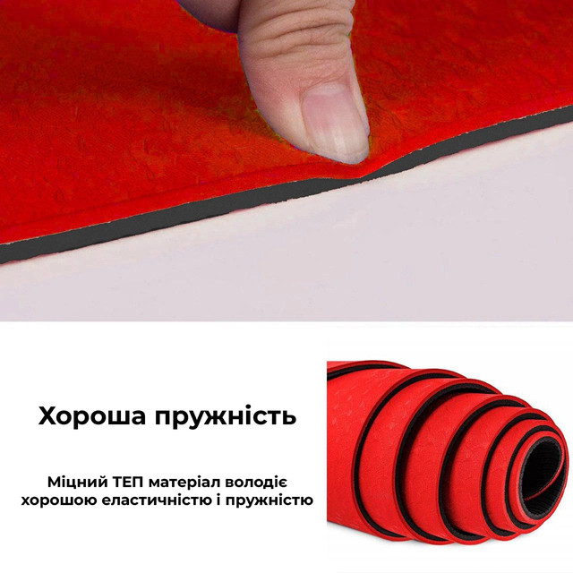 Килимок для йоги та фітнесу Power System PS-4060 TPE Yoga Mat Premium Red (183х61х0.6) 5 4965720918 w640 h2048 3116096180 w640 h640 3116096180