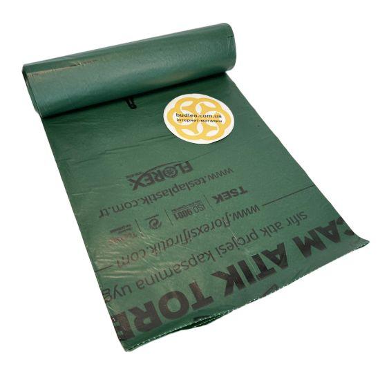 Одноразові пакети для сортування сміття "СКЛО"120 Л, 100 мкм, рулон 10 шт, зелений Sanpreis, фото 1