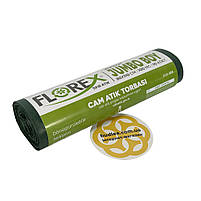 Пакети для сміття "СКЛО" 110 л, 100 мкм, рулон 10 шт, зелений Sanpreis, фото 2