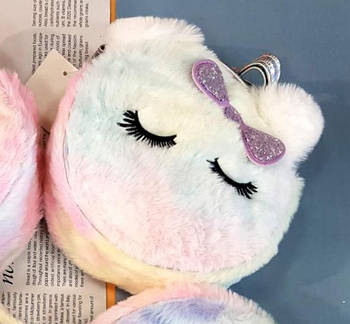 Дитяча м'яка сумочка з бантиком на блискавці штучне хутро в різних кольорах Luna