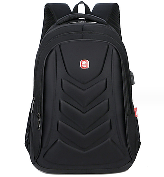 Повсякденний чоловічий рюкзак 22л / Універсальний рюкзак на 3 відділення / Рюкзак для ноутбука з USB Чорний