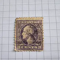 Антикварна щокова марка США 3 цента Джордж Цифров 1901-1918