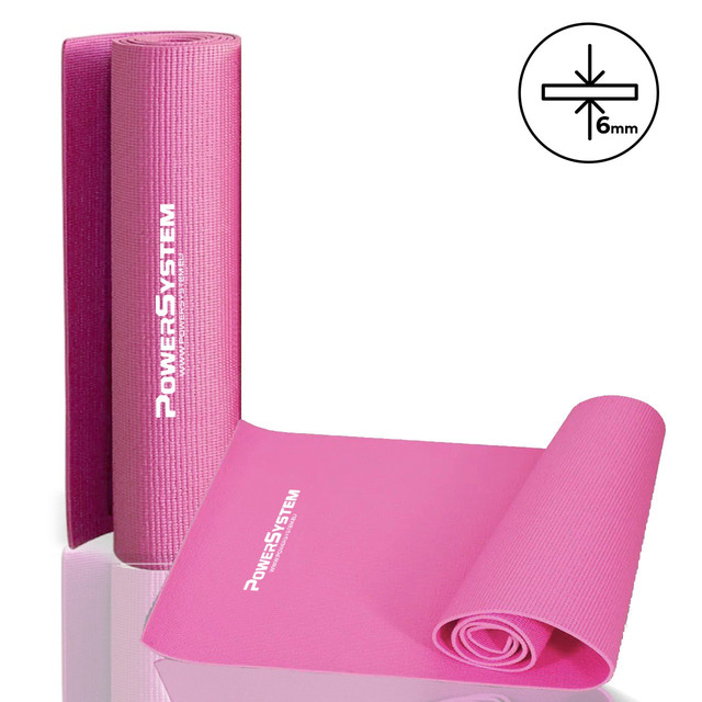 Килимок для йоги та фітнесу Power System PS-4014 PVC Fitness Yoga Mat Pink (173x61x0.6) 1 4965848394 w640 h2048 4499690966 w640 h640 4499690966