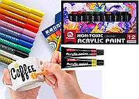 Набор для рисования профессиональные художественные акриловые краски MOBEE + акриловые маркеры STA