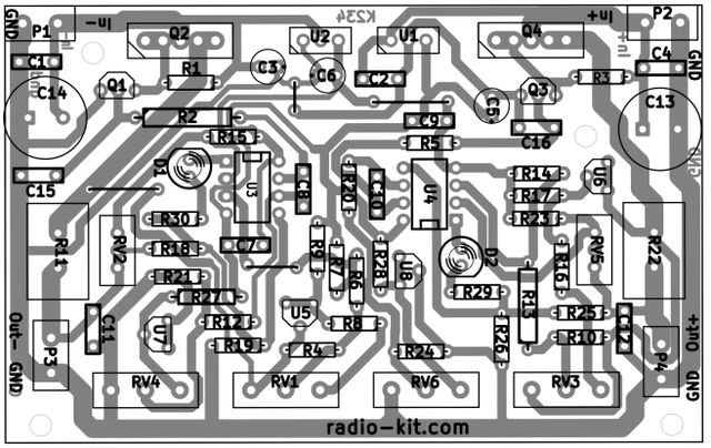 Схема розташування елементів блока живлення k234
