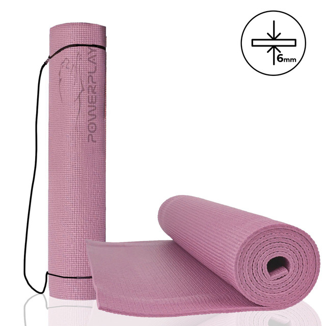 Килимок для йоги та фітнесу PowerPlay 4010 PVC Yoga Mat Рожевий (173x61x0.6) 1 4965892043 w640 h2048 4493217765 w640 h640 4493217765