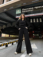 Спортивный костюм женский зимний Hard теплый с начесом черный | Комплект Кофта + Штаны на флисе ЛЮКС качества