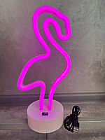 Неоновый ночник розовый фламинго / светильник / настольная лампа / настенный светильник
