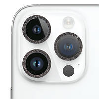 Захисне скло Metal Sparkles на камеру (в упак.) для Apple iPhone 15 Pro (6.1") /15 Pro Max (6.7") (Чорний /