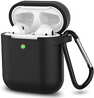 Чохол з Soft-Touch і мікрофіброю для Airpods / Airpods 2 + карабін Black