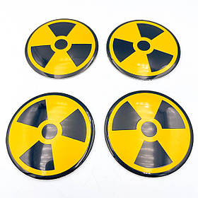 Наклейки на ковпачки заглушки в диски RADIATION (Радіація) 56 мм Чорно-жовтий 4 шт