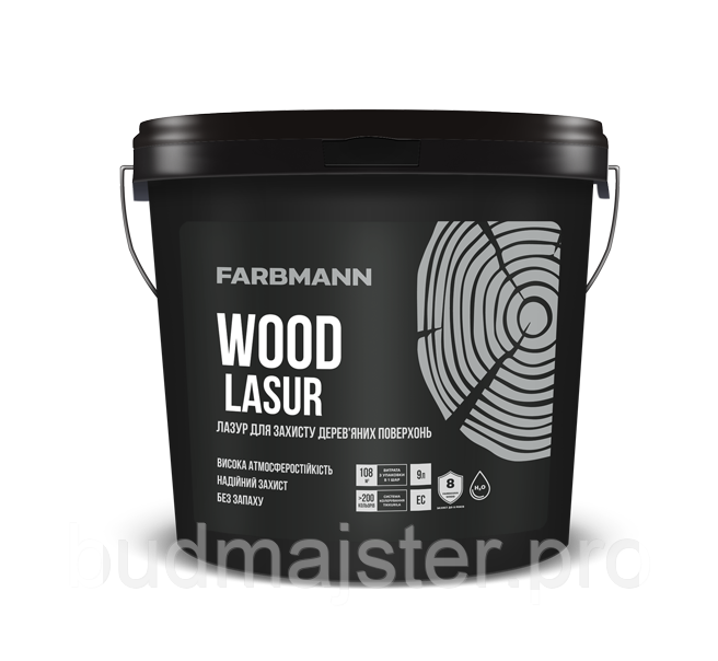 Фасадна лазур на водній основі FARBMANN WOOD LASUR, 9 л. , база ЄС