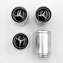 Захисні ковпачки на ніпеля Motosport Mercedes Benz (Мерседес) 4 шт Сріблясті, фото 3