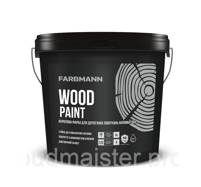 Фарба акрилова FARBMANN WOOD PAINT для дерева, 9 л. , БА