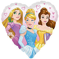 Фольгированный шарик сердце "Принцессы" для девочек