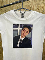 Подарок - футболка с принтом "Bang chan" для ценителей KPOP и группы Stray Kids (100% хлопок)