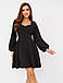 Жіноче модне стильне коротке плаття на осінь з довгим рукавом, чорне, фото 2