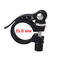 Хомут затискач для підсідельної труби 31,8 мм з ексцентриком у чорному кольорі.