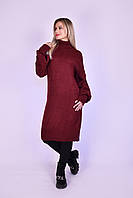 Женское платье - свитер из трикотажа - акрил, свободного кроя, бордовый Код/Артикул 24 525BY