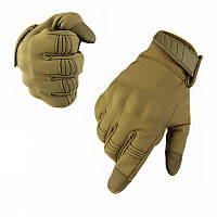 Штурмовые тактические демисезонные перчатки с косточками Soft Shell Койот