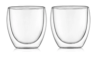 Набір скляних термостійких з подвійними стінками для кави 250мл Edenberg 2шт Скляні склянки подвійне дно