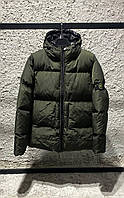Куртка пуховик Stone Island [хаки мужская зимняя теплая с капюшоном удлиненная до -25