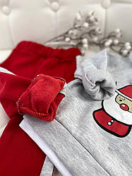 Дитячий новорічний костюм набір Дід Мороз з оленем Сірий 10377 Ronix, Серый, Унисекс, Зима, 24 мес.