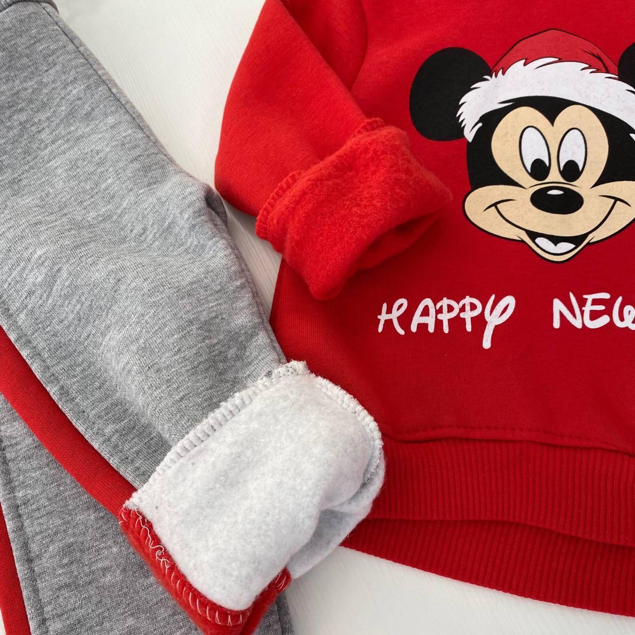 Дитячий новорічний костюм комплект з Міккі Червоний 9711 My bella, Красный, Унисекс, Зима, 68 см, 6 месяцев, фото 1