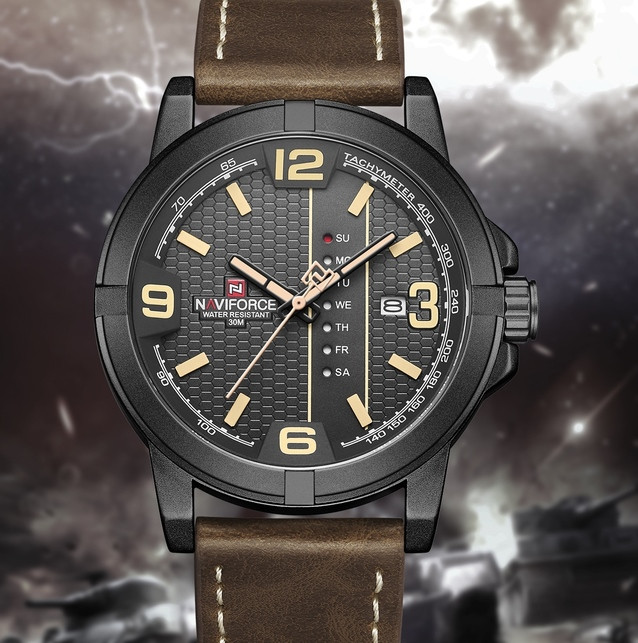 Чоловічий наручний годинник — незвичайний стильний Кварцовий чоловічий годинник шкіряний ремінець Коричневий