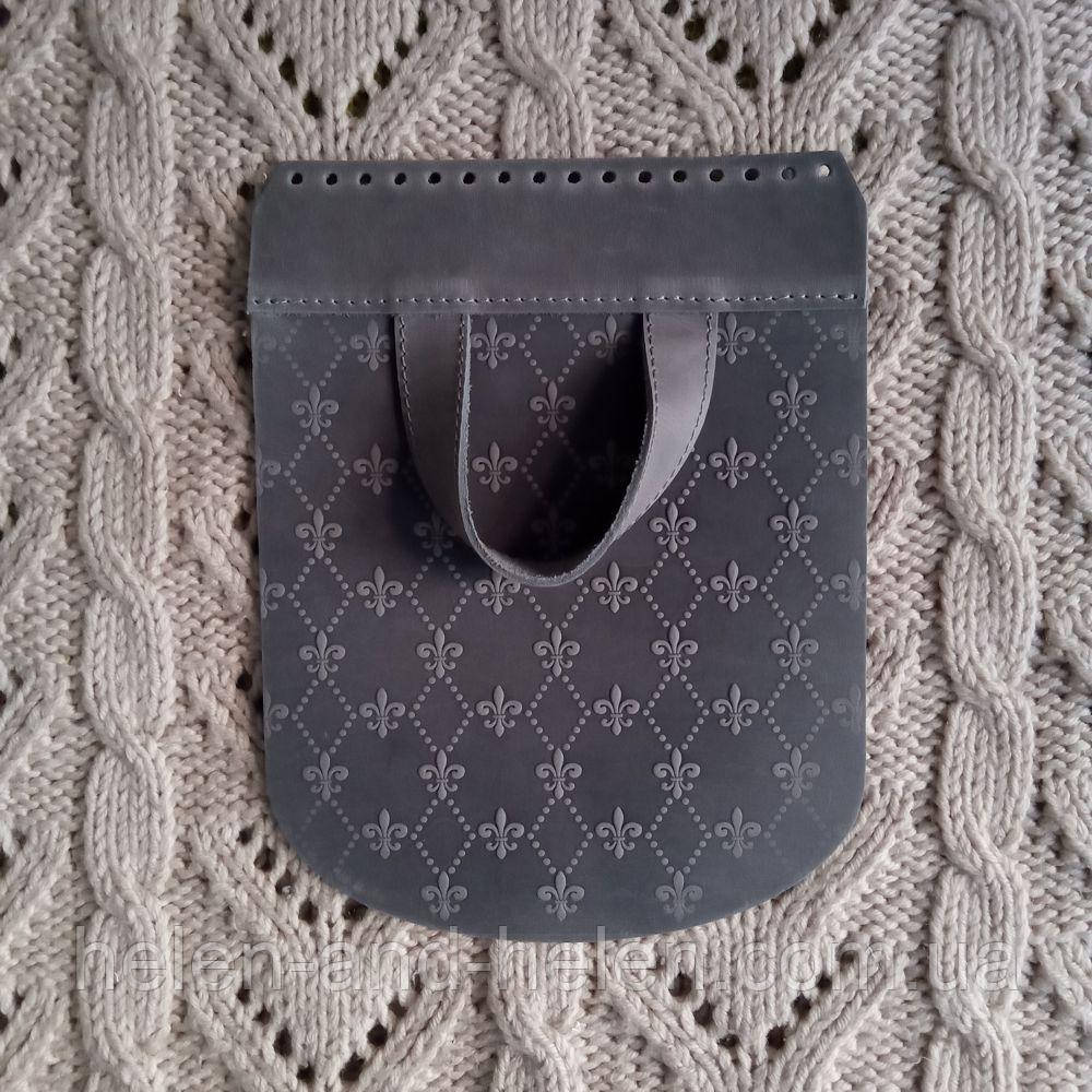 Клапан для в'язаного рюкзака сірого кольору "Лілії", фото 1