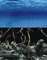 Фон двусторонний плотный, Aqua Nova, Tree roots/Water, 50х100 см. Пленка для аквариума