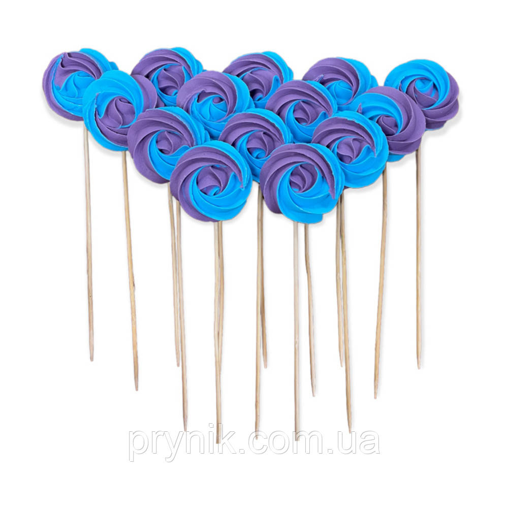 Кондитерские сахарные украшения Безе сиренево-голубые на палочках для ...