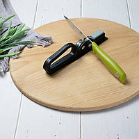 Точилка для кухонних ножів ручна механічна пластикова з точильним каменем Чорний