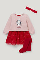 Дитяче вбрання — 3 шт., зріст 62, колір рожевий/червоний