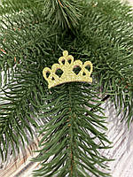 Украшение новогоднее Корона из фетра 3.5 см. Золото в глитере (уп. 5 шт).