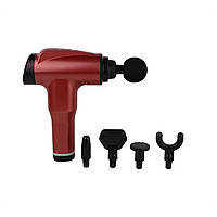Масажер ударний зі змінними насадками 6 режимів, Червоний