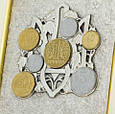 Подарункове панно плакетка під склом у дерев'яній рамці "Тризуб із монетами", фото 3