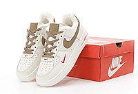 Зимние женские кроссовки Nike Air Force 1 Low Winter White Khaki кеды Найк Форс белые кожаные с мехом короткие 41