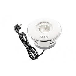 Подовжувач SHUCKO круглий врізний, 1 розетка, кабель з вилкою 1,5м, Білий