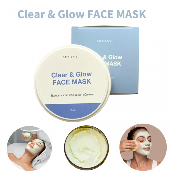 Відновлююча маска-антистрес для обличчя MODAY Clear & Glow FACE MASK  на основі цинку та азелаїнової кислоти