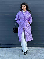 Зимнее теплое женское пальто на кнопках с карманами и поясом Размер: 42-44, 46-48, 50-52, 54-56, 58-60