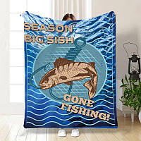 Плюшевый плед Фаната рыбака Плед подарок рыбаку Покривало с 3D рисунком 160х200