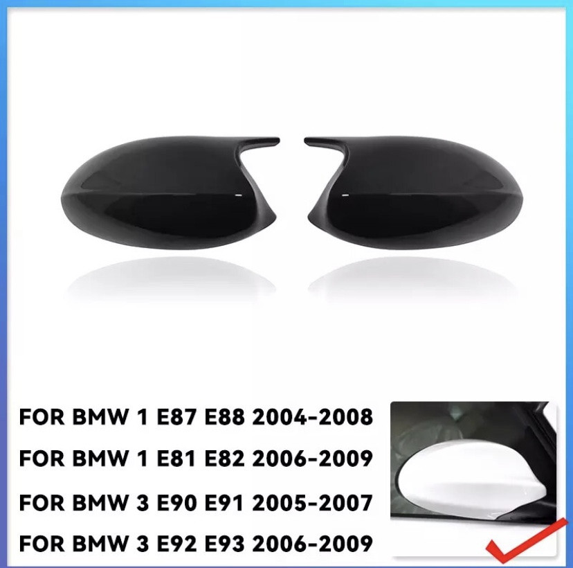 Накладки на дзеркала BMW 3 Series E90 E91 E92 E93 Чорний глянець БМВ 3 Серії Кузов Е90 Е92 Е93 2005-2007, фото 1