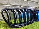 Решітка радіатора (ніздрі) BMW 3-series 2009-2012 E90 - E91 Чорний глянець Решітки Бмв е90 (рестайнг) решітки, фото 5