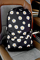 Городской рюкзак Bosyak Ромашка (черный с бело-желтым) красивый яркий с отделением для ноута rkz0018