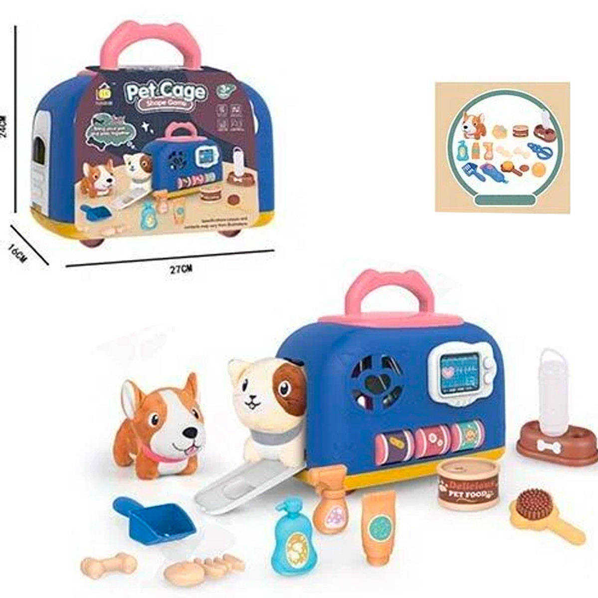 Дитячий набір лікаря ветеринара, підсвічування, звуки, улюбленець, аксесуари, переноска на колесах, у валізі, уп 27*16*24(199-2 A), фото 1