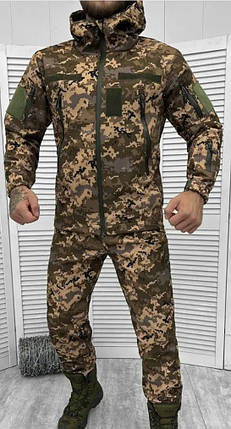 Чоловічий демісезонний костюм Куртка + Штани тактика Softshell піксель розмір 46-58, фото 2