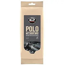 Серветки вологі для очищення панелі приладів та пластикових деталей K2 Polo Matt Wipes 24 шт